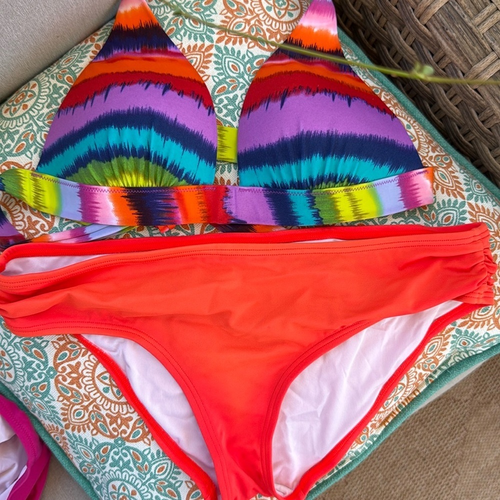 Victoria's Secret Rainbow Tie Dye Push-up Bikini top and bottoms
